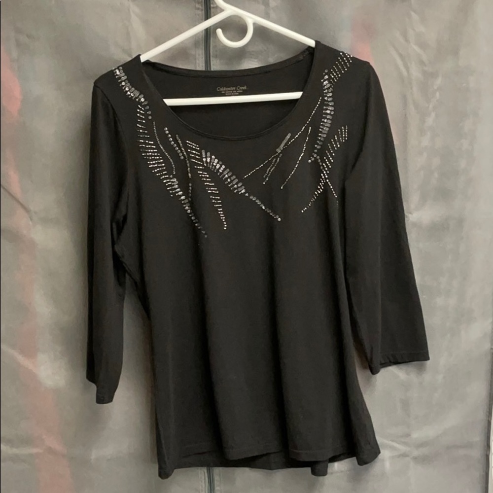 Goldwater Creek Black Embellished Top